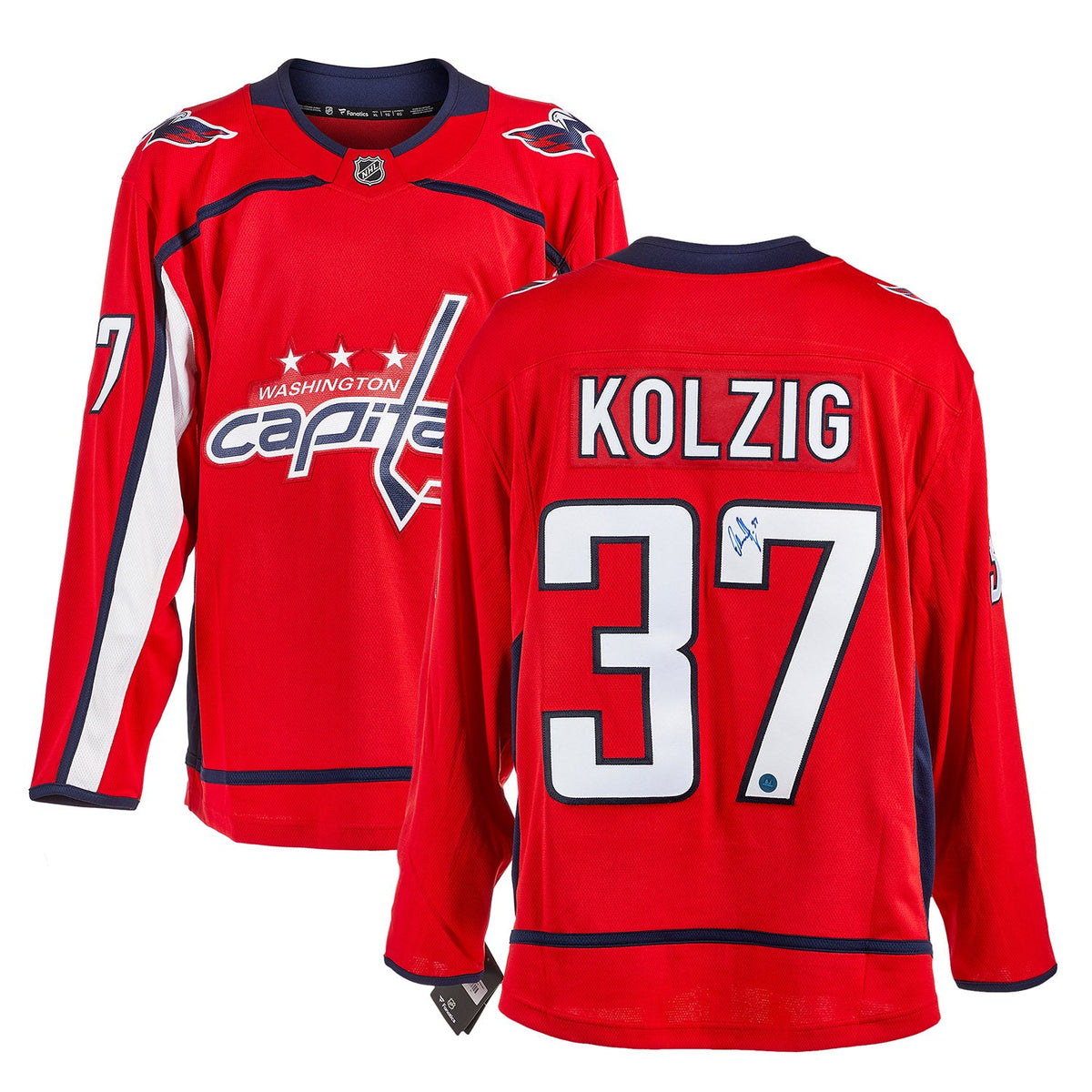 Olaf Kolzig Autographed Washington Capitals Fanatics Breakaway Jersey product image 3, provided for visual reference and