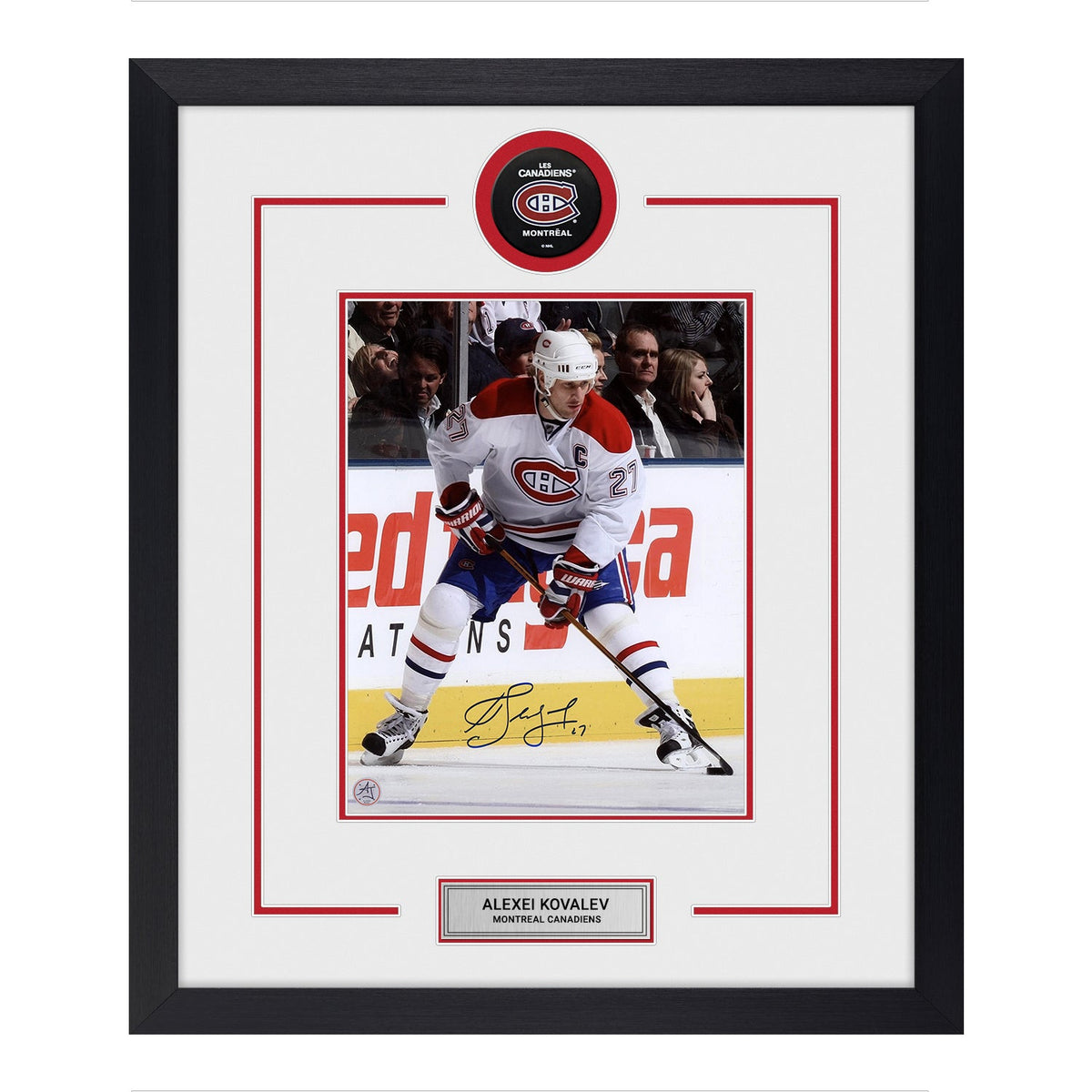 Alexei Kovalev Autographed Montreal Canadiens Puck Logo 23x27 Frame product image 1, provided for visual reference and