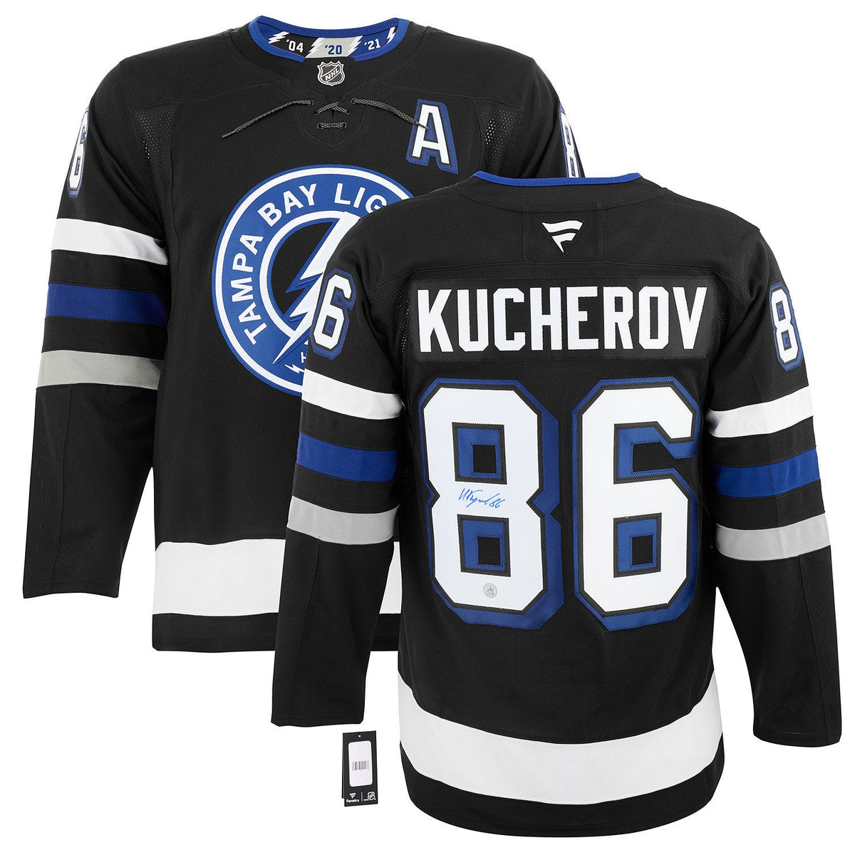 Nikita Kucherov Signed Tampa Bay Lightning Alt Black Fanatics Premium Jersey product image 3, provided for visual reference