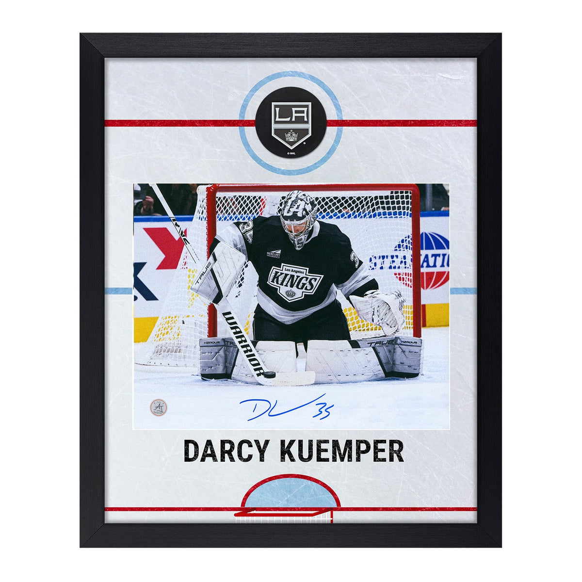 Darcy Kuemper Signed Los Angeles Kings Graphic Rink 19x23 Frame product image 1, provided for visual reference and product