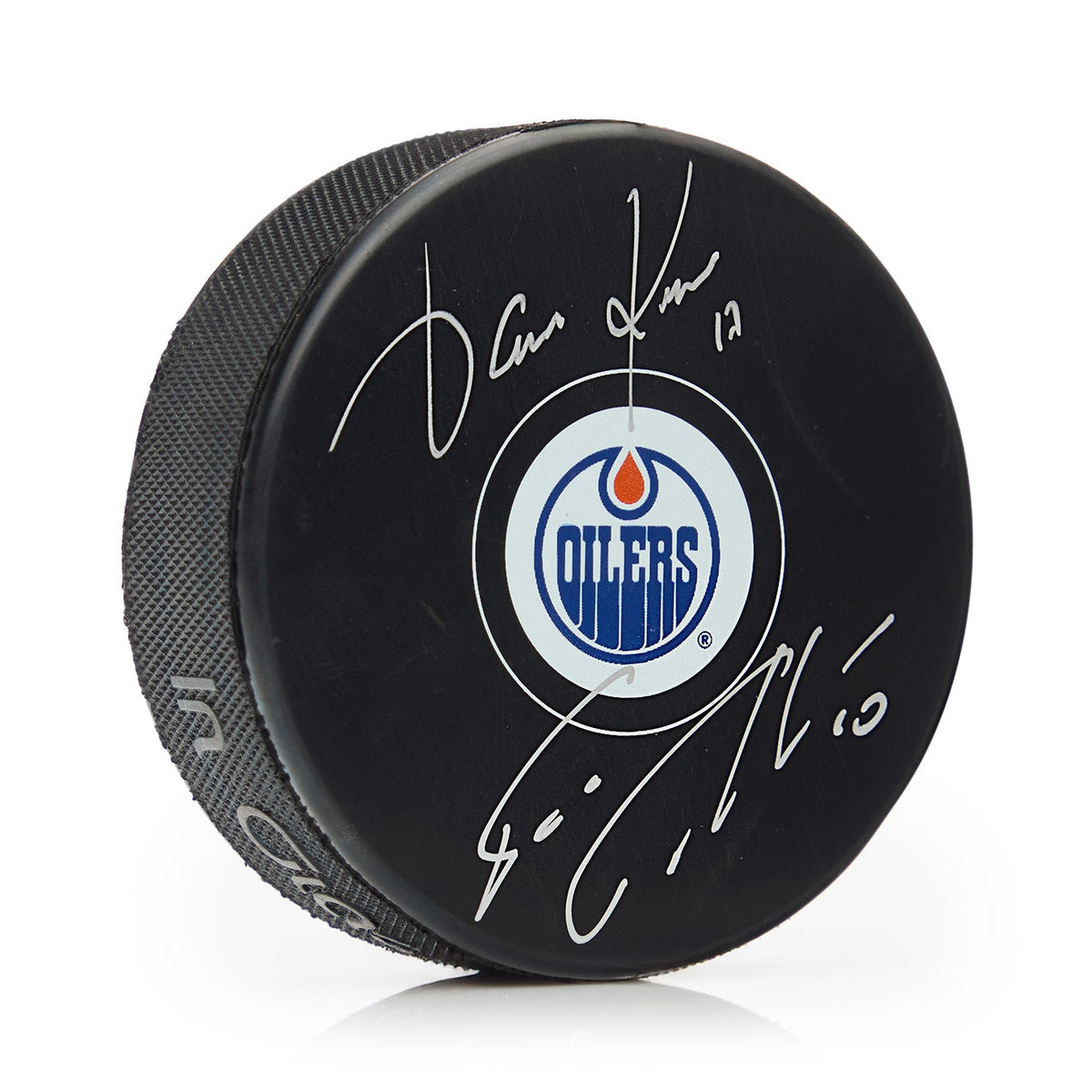 Jari Kurri & Esa Tikkanen Dual Signed Edmonton Oilers Hockey Puck product image 1, provided for visual reference and product