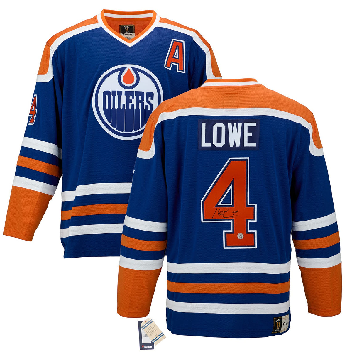 Kevin Lowe Autographed Edmonton Oilers Fanatics Throwback Jersey product image 3, provided for visual reference and product