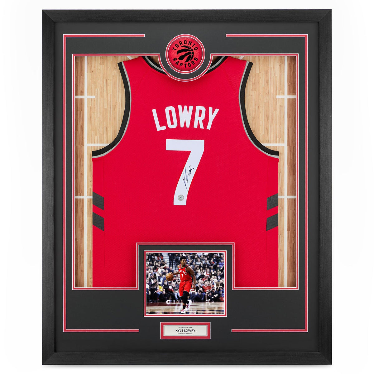 Kyle Lowry Signed Toronto Raptors Team Logo 36x44 Jersey Frame product image 1, provided for visual reference and product