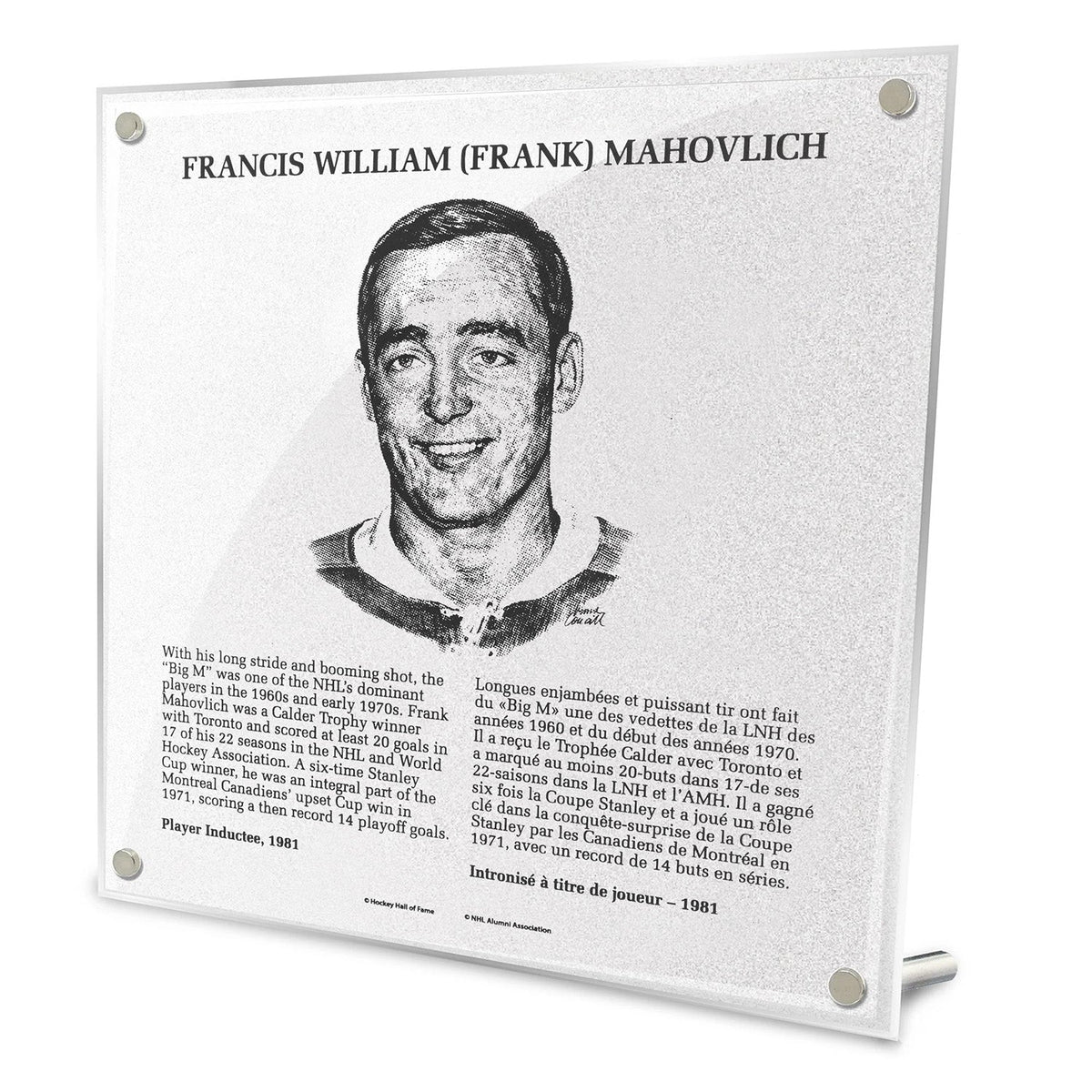 Frank Mahovlich Replica Hockey Hall of Fame Plaque product image 1, provided for visual reference and product detail review