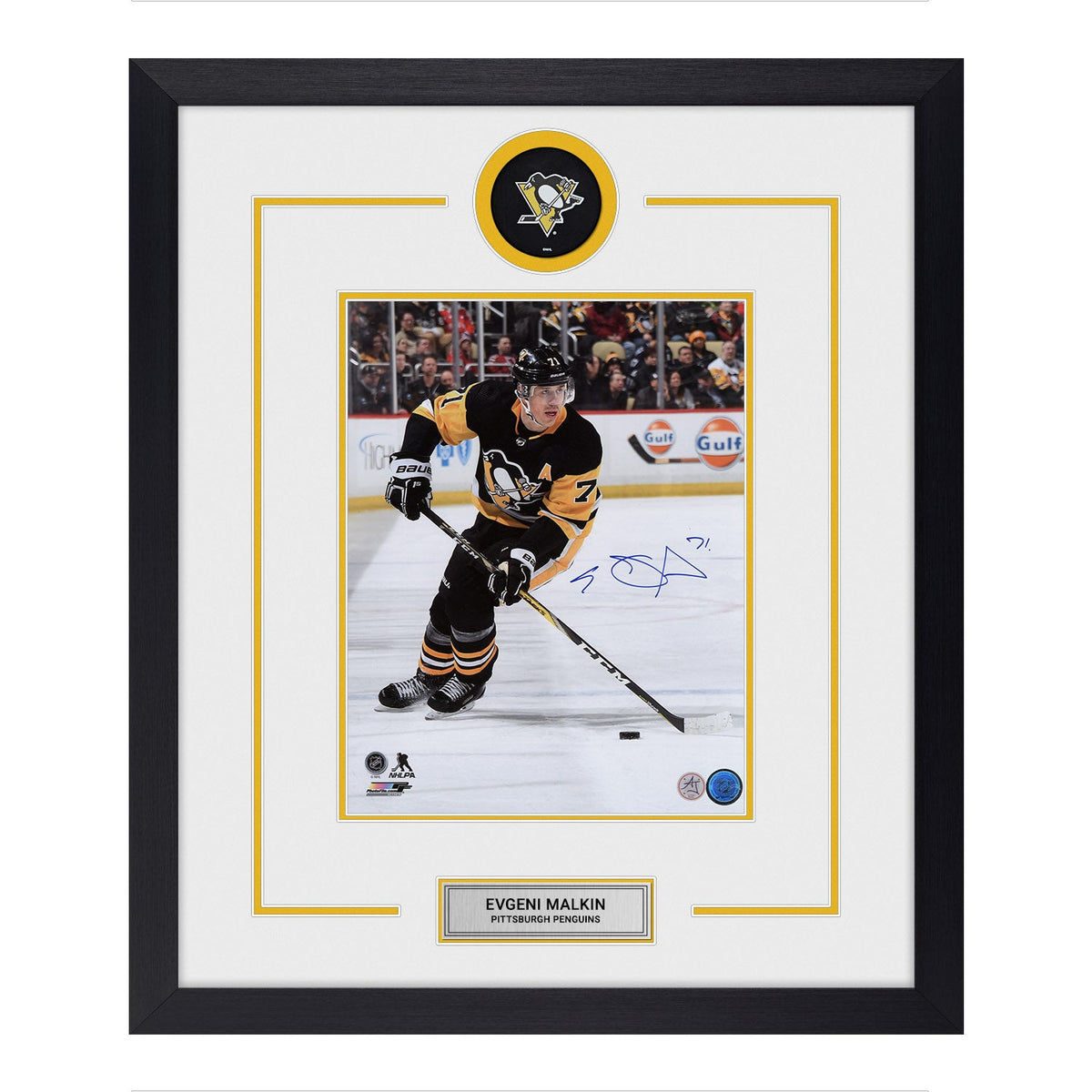 Evgeni Malkin Autographed Pittsburgh Penguins Puck Logo 23x27 Frame product image 1, provided for visual reference and