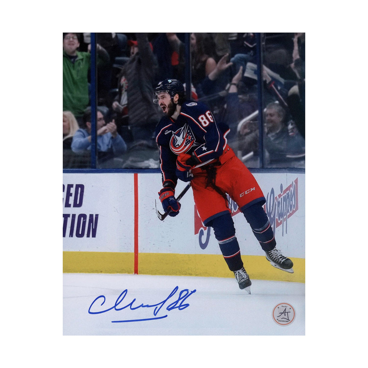 Kirill Marchenko Signed Columbus Blue Jackets Goal Celebration 8x10 Photo product image 1, provided for visual reference and