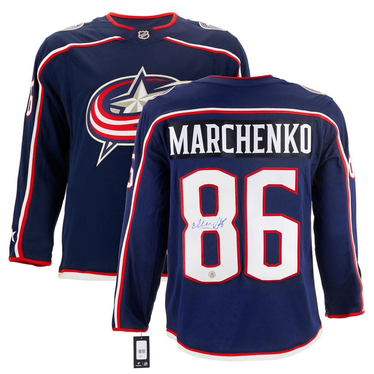 Kirill Marchenko Signed Columbus Blue Jackets Fanatics Breakaway Jersey product image 3, provided for visual reference and