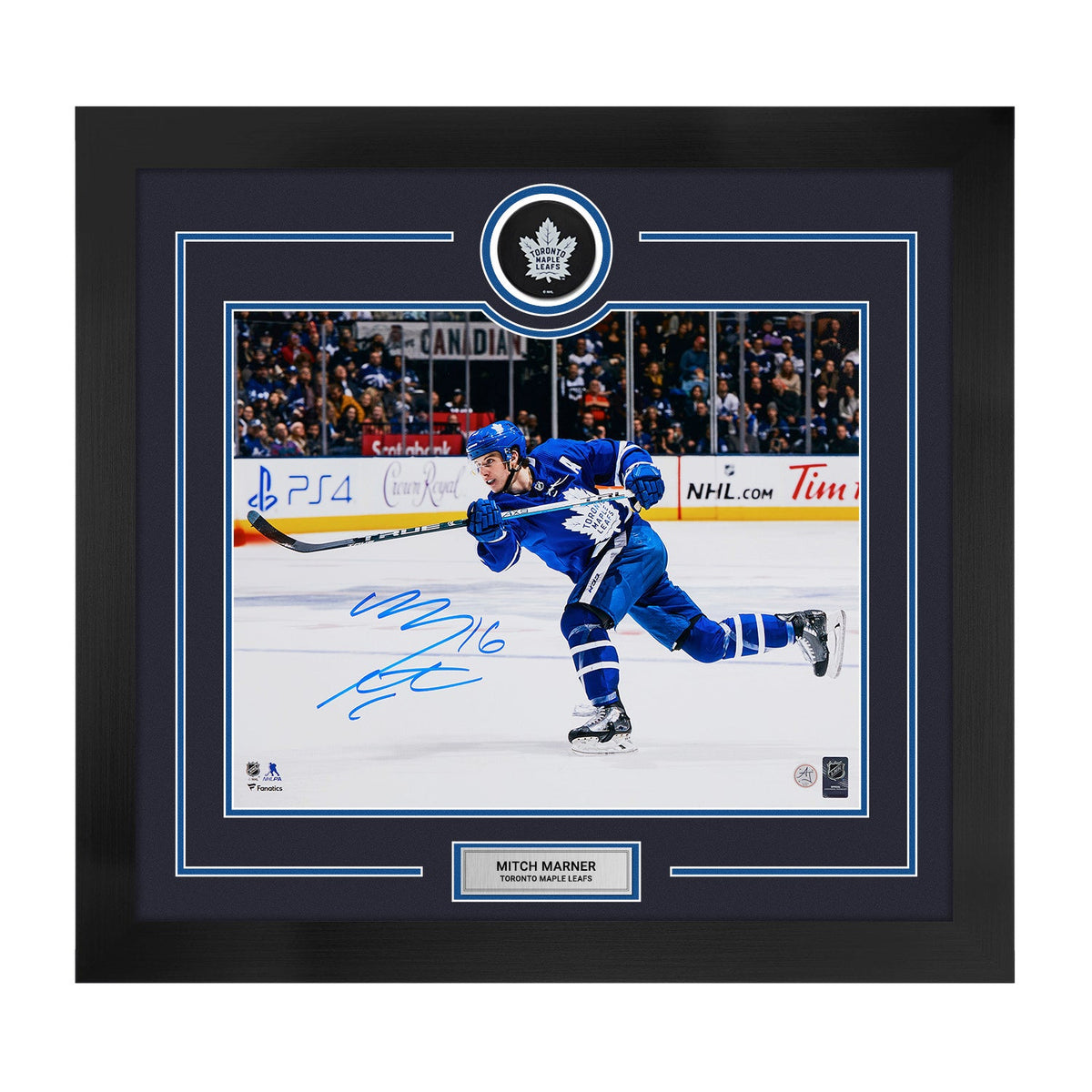 Mitch Marner Signed Toronto Maple Leafs Slapshot Puck Logo 28x30 Frame product image 1, provided for visual reference and