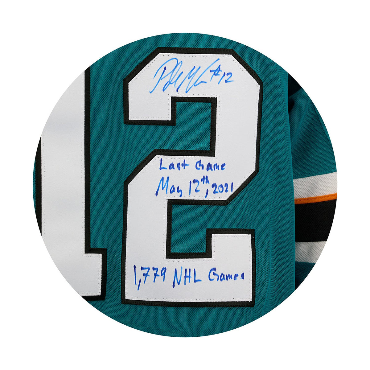 Patrick Marleau San Jose Sharks Signed & Dated Last Game adidas Jersey #1/12 product image 3, provided for visual reference