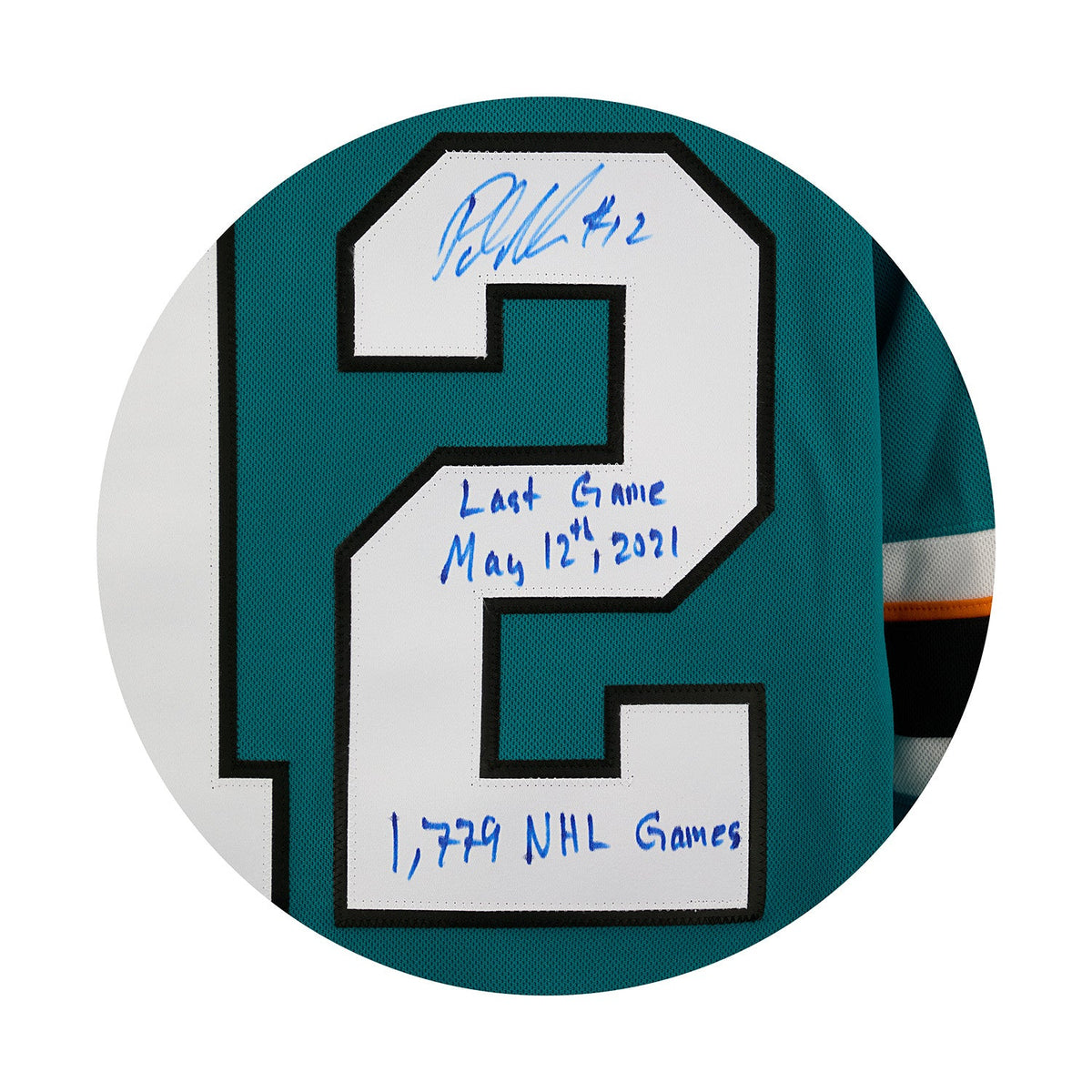 Patrick Marleau San Jose Sharks Signed & Dated Last Game adidas Jersey #12/12 product image 3, provided for visual reference