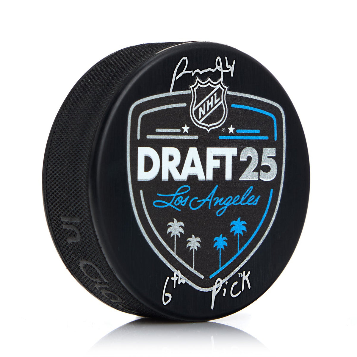 Porter Martone Signed 2025 NHL Entry Draft Puck with 6th Pick Note product image 1, provided for visual reference and