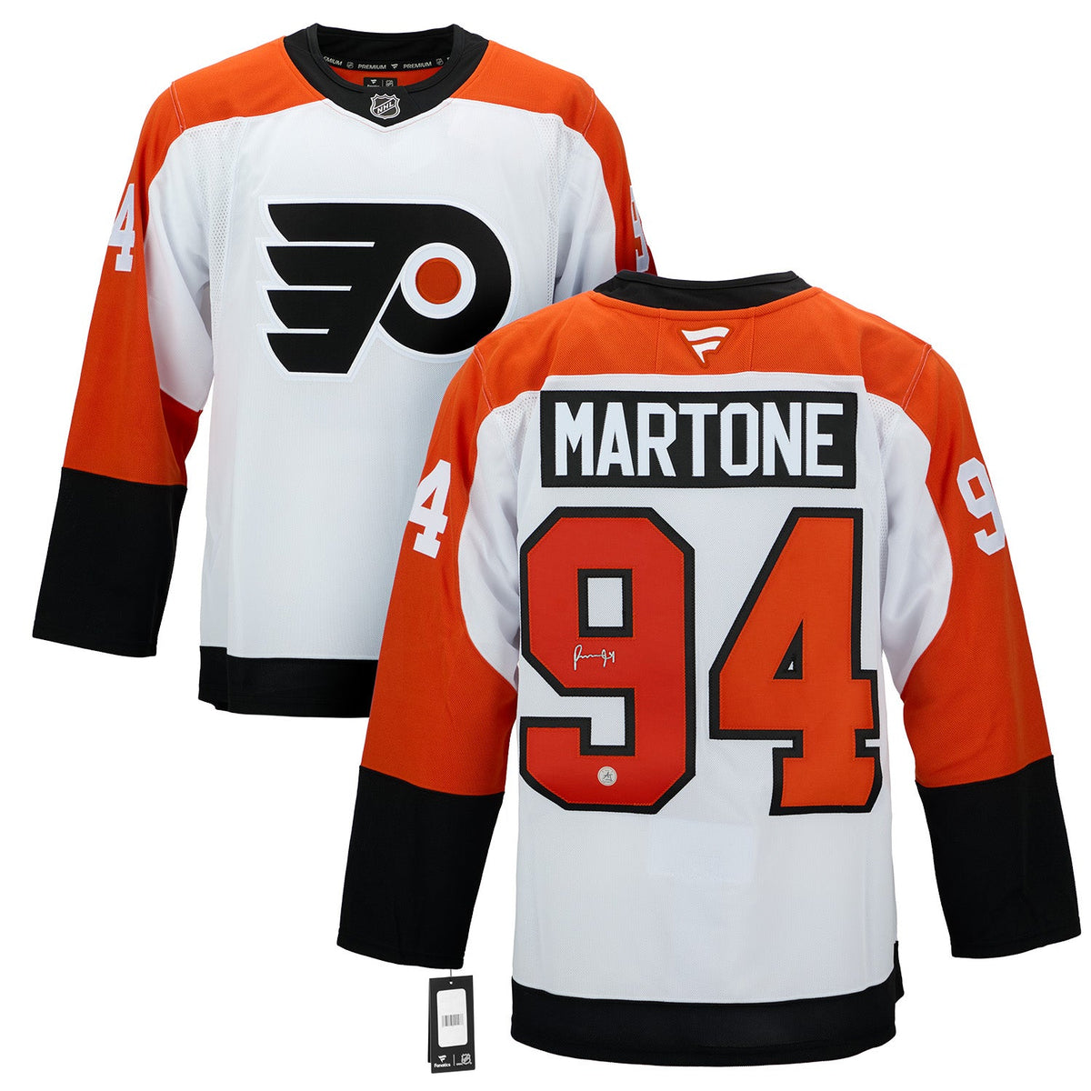 Porter Martone Signed Philadelphia Flyers White Fanatics Premium Jersey product image 3, provided for visual reference and