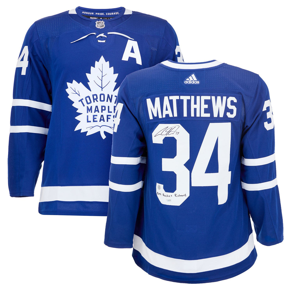 Auston Matthews Signed Toronto Maple Leafs adidas Jersey with Rocket note product image 3, provided for visual reference and