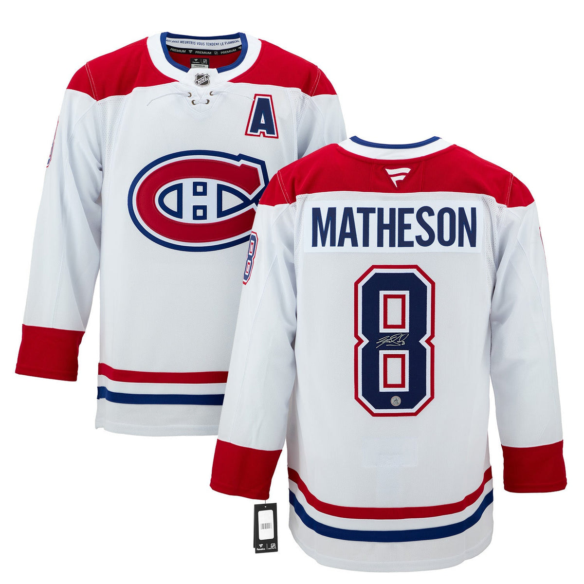 Mike Matheson Signed Montreal Canadiens White Fanatics Premium Jersey product image 3, provided for visual reference and