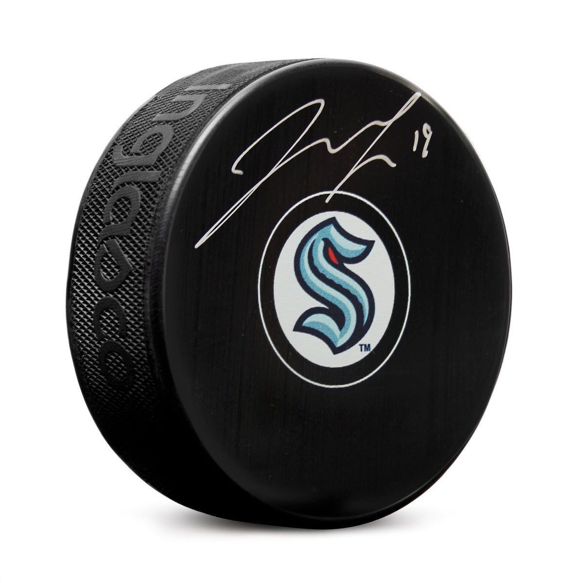 Jared McCann Autographed Seattle Kraken Hockey Puck product image 1, provided for visual reference and product detail review