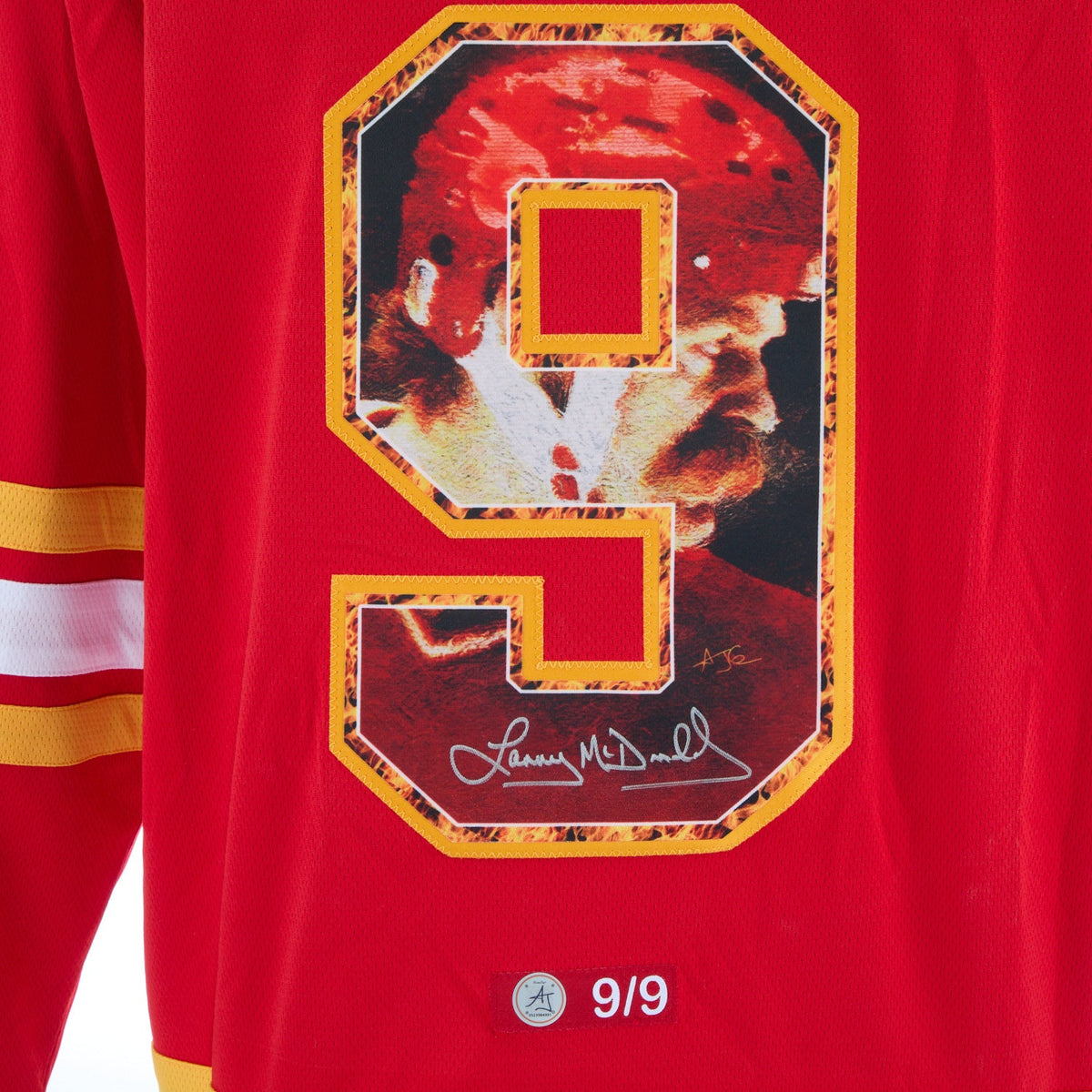 Lanny McDonald Signed Calgary Flames Legend Profile Art Jersey #9/9 product image 3, provided for visual reference and