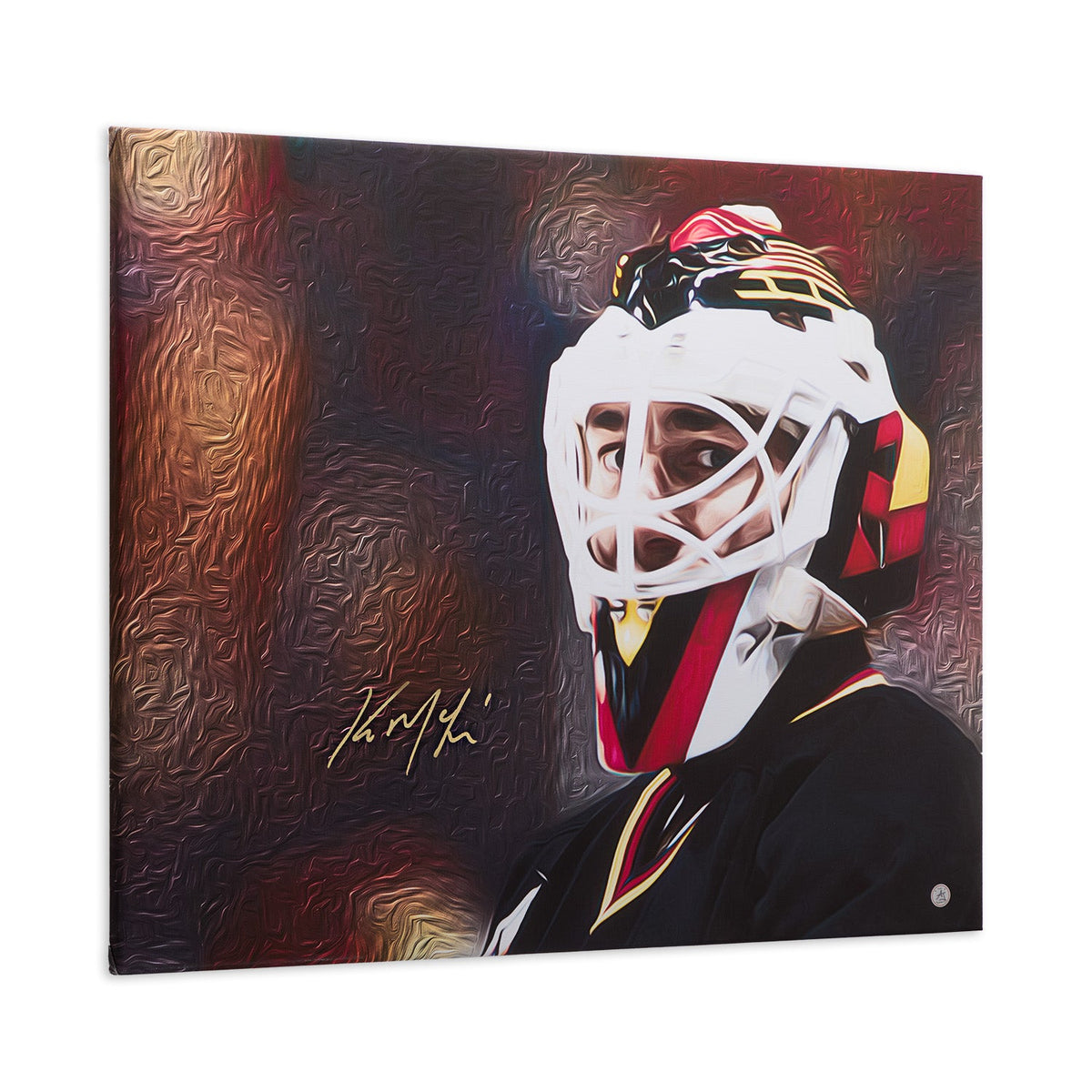 Kirk McLean Autographed Vancouver Hockey Goalie Mask Profile 26x32 Art Canvas product image 1, provided for visual reference