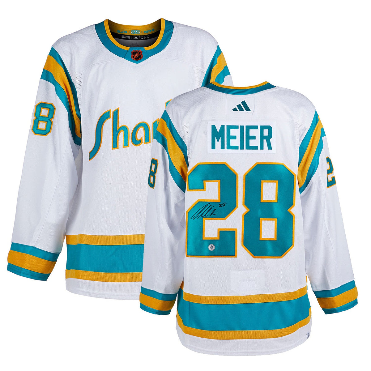 Timo Meier Signed San Jose Sharks Reverse Retro 2.0 adidas Jersey product image 3, provided for visual reference and product