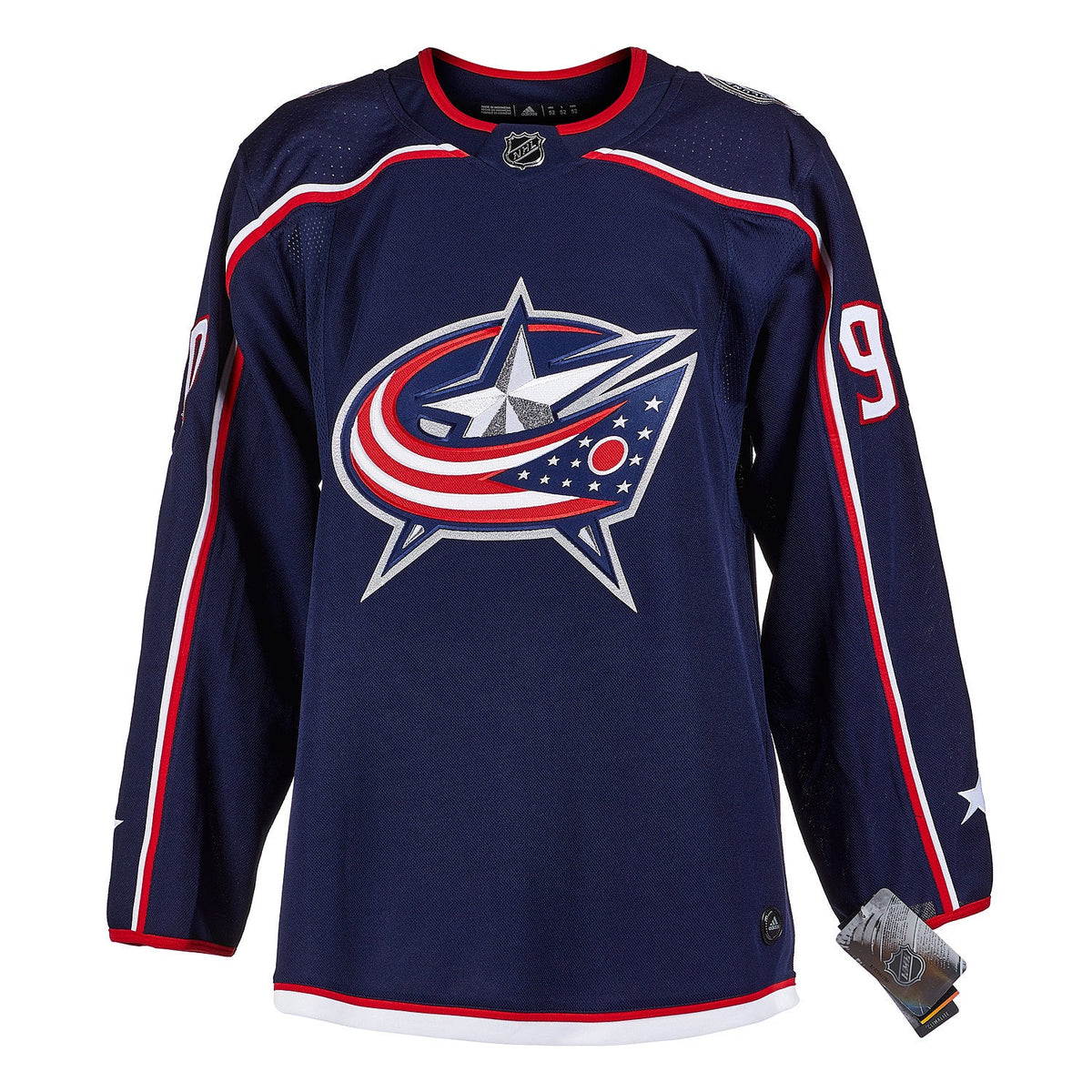 Elvis Merzlikins Autographed Columbus Blue Jackets adidas Jersey product image 2, provided for visual reference and product