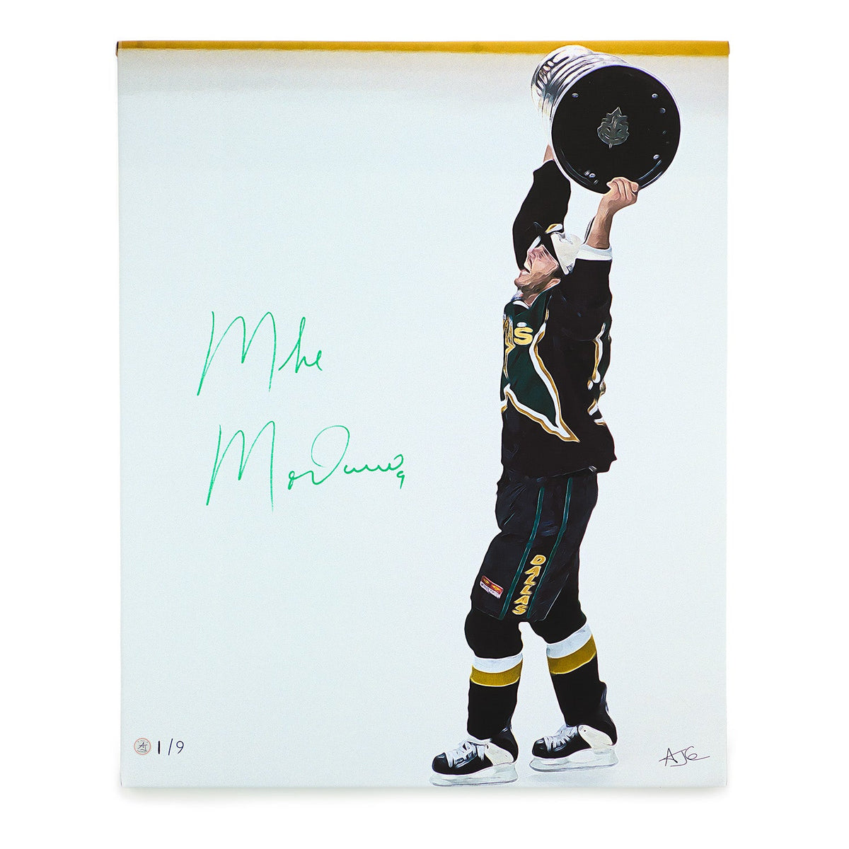 Mike Modano Autographed Dallas Stanley Cup 26x32 Art Canvas #1/9 product image 1, provided for visual reference and product