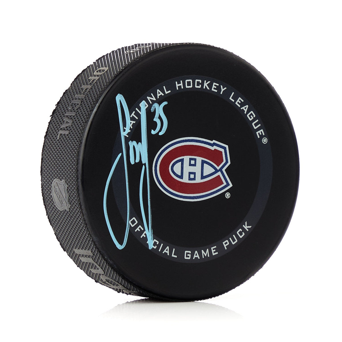 Sam Montembeault Signed Montreal Canadiens Official Game Puck product image 1, provided for visual reference and product