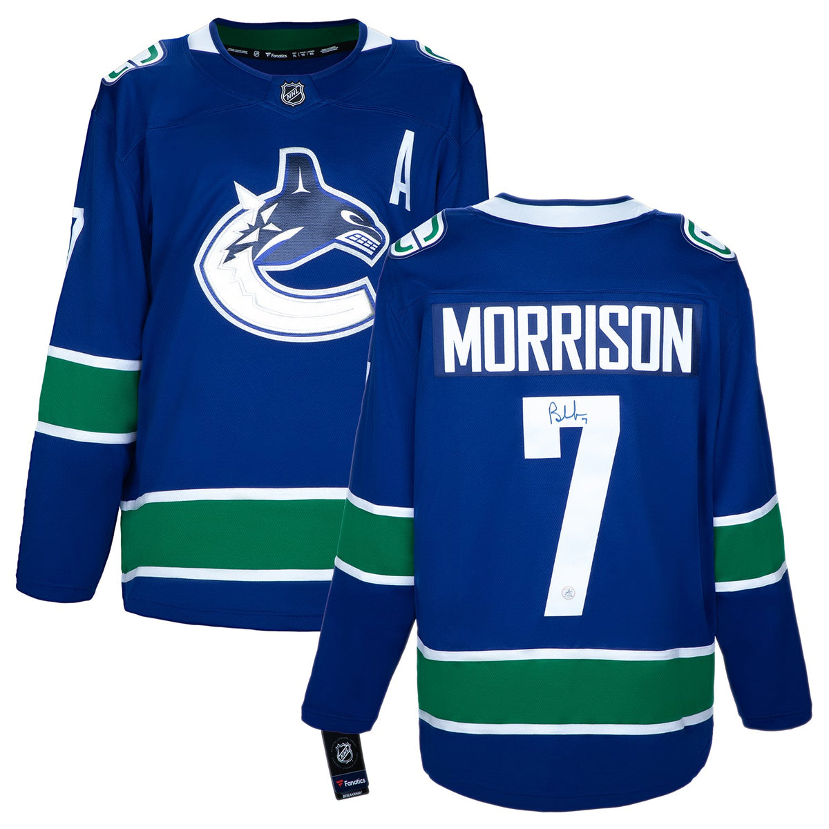 Brendan Morrison Autographed Vancouver Canucks Blue Fanatics Breakaway Jersey product image 3, provided for visual reference
