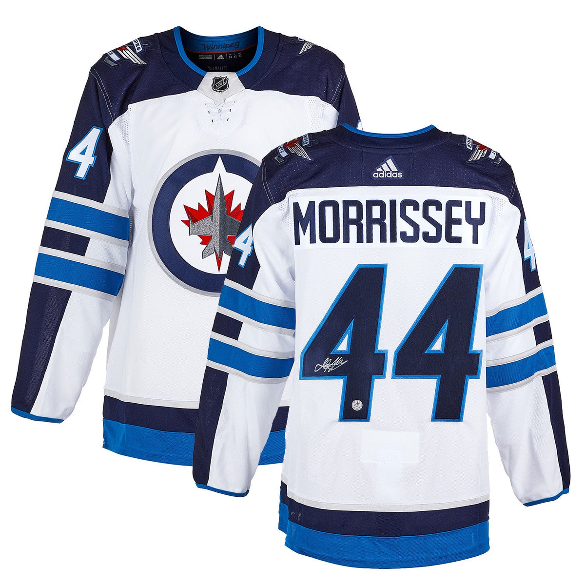 Josh Morrissey Signed Winnipeg Jets White adidas Jersey product image 3, provided for visual reference and product detail