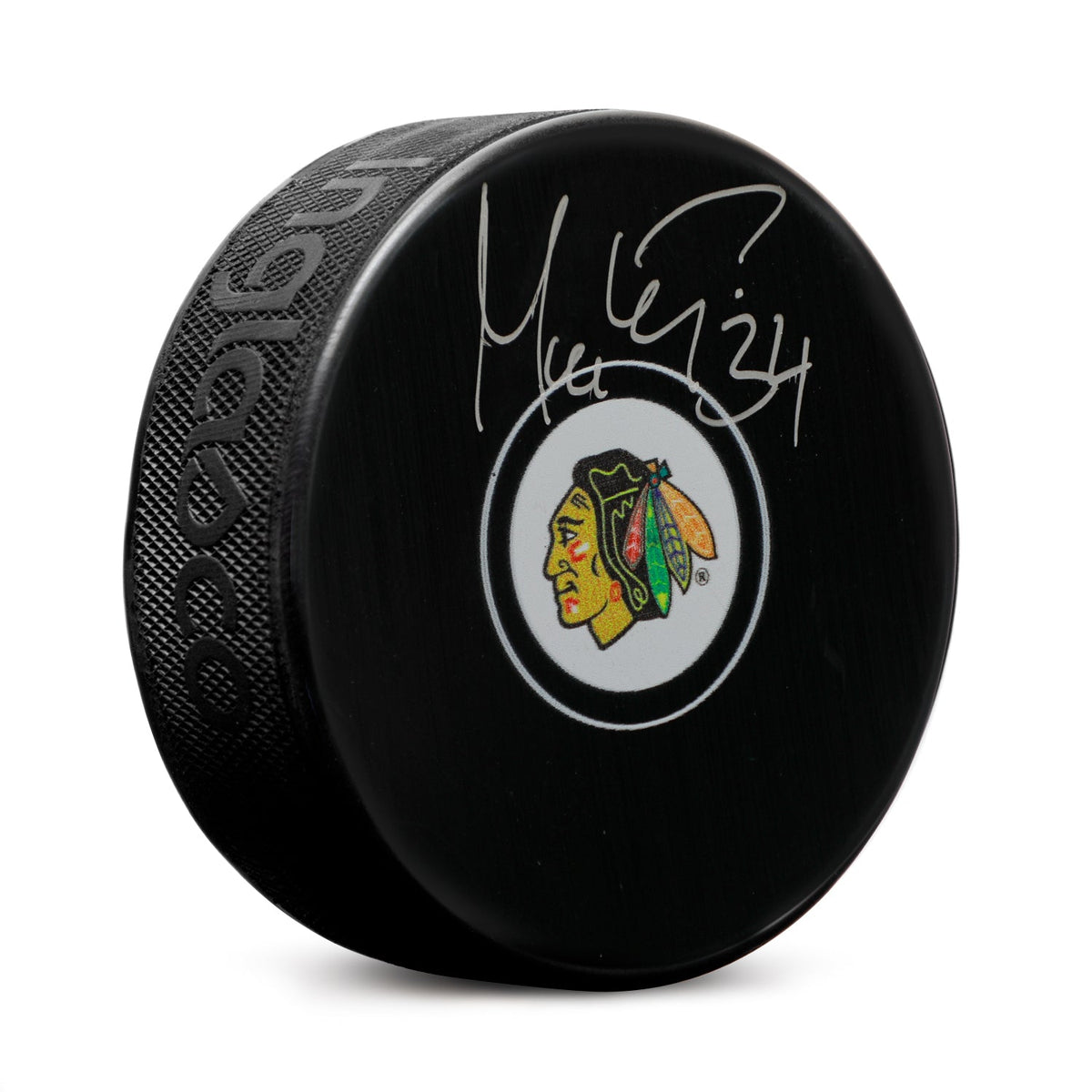 Petr Mrazek Autographed Chicago Blackhawks Hockey Puck product image 1, provided for visual reference and product detail