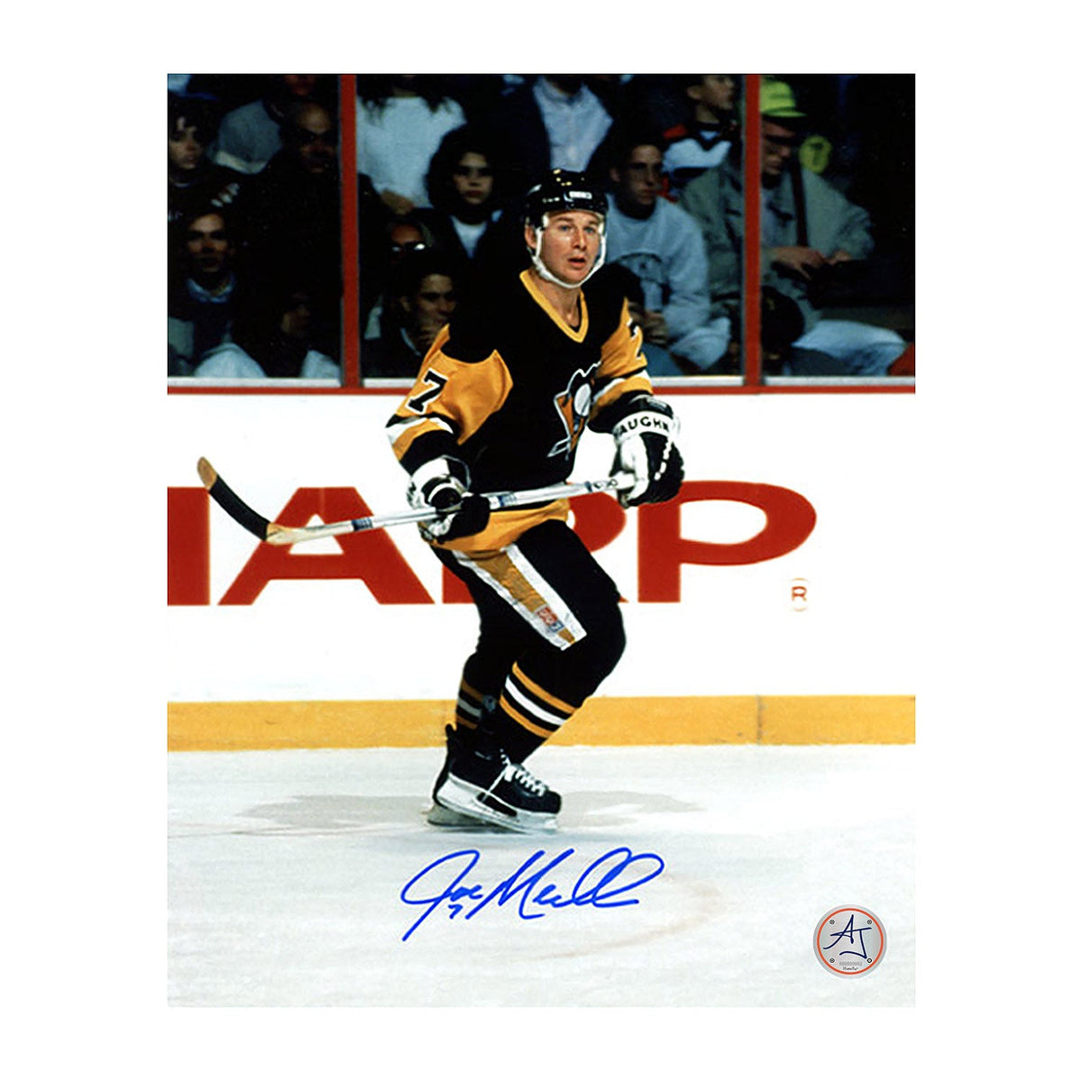 Joe Mullen Autographed Pittsburgh Penguins Game Action 8x10 Photo product image 1, provided for visual reference and product
