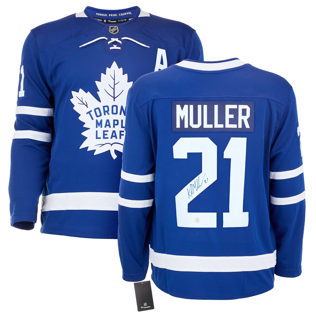 Kirk Muller Autographed Toronto Maple Leafs Blue Fanatics Jersey product image 3, provided for visual reference and product