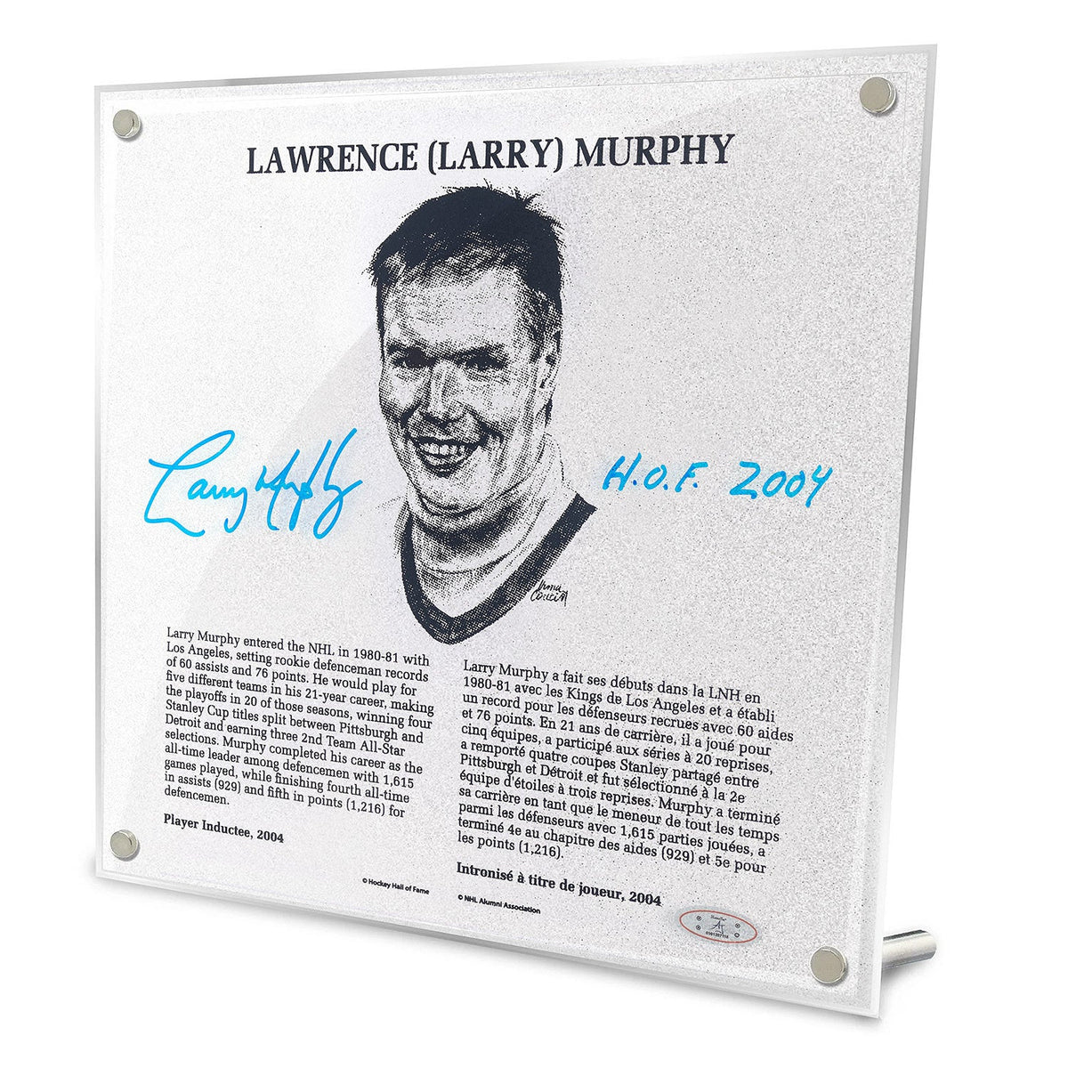 Larry Murphy Autographed Replica Hockey Hall of Fame Plaque With HOF Note product image 1, provided for visual reference and