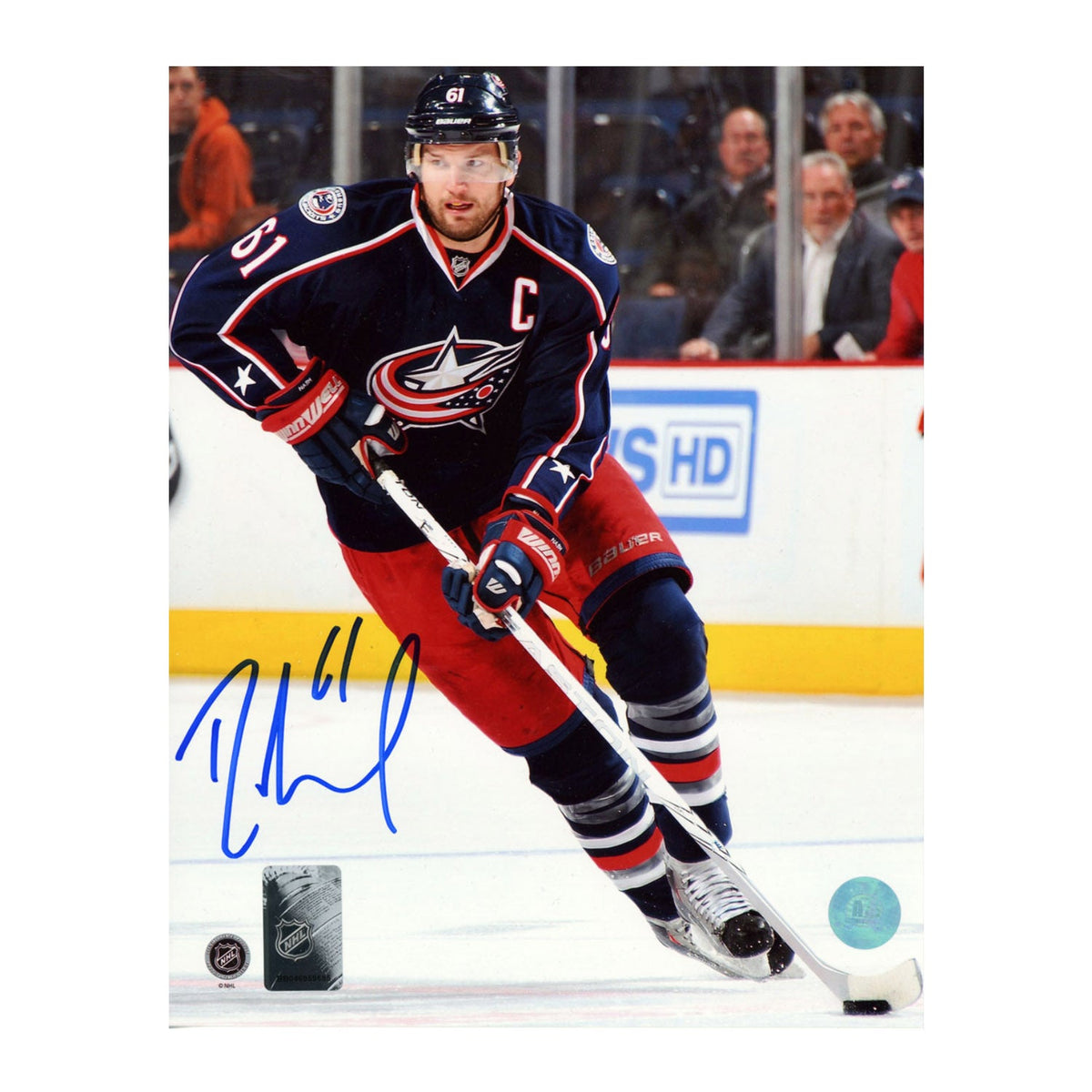 Rick Nash Autographed Columbus Blue Jackets Puck Rush 8x10 Photo product image 1, provided for visual reference and product