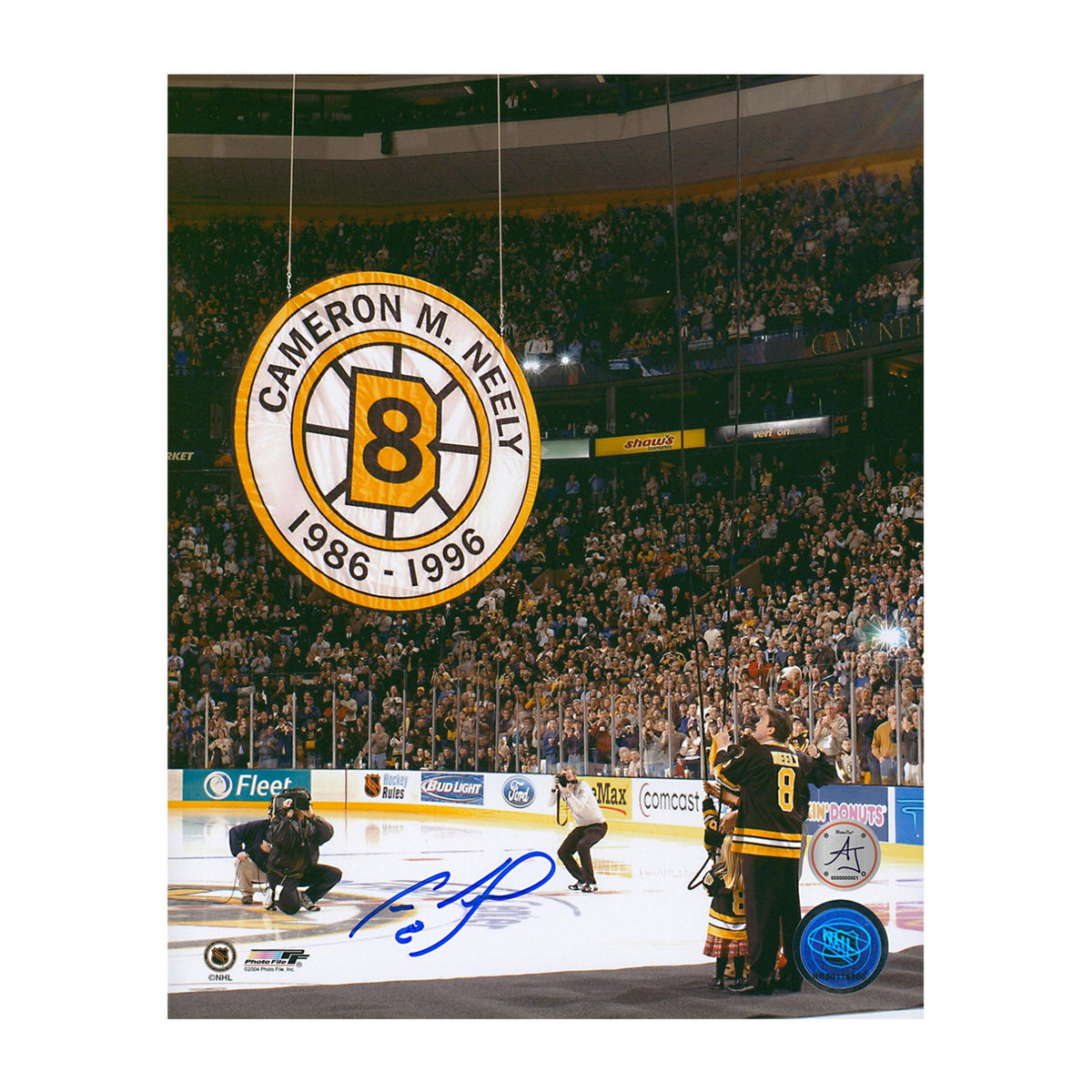 Cam Neely Autographed Boston Bruins Banner Retirement 8x10 Photo product image 1, provided for visual reference and product