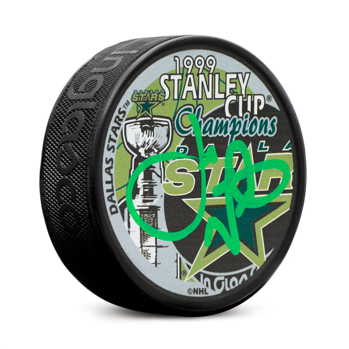 Joe Nieuwendyk Signed Dallas Stars 1999 Stanley Cup Puck product image 1, provided for visual reference and product detail