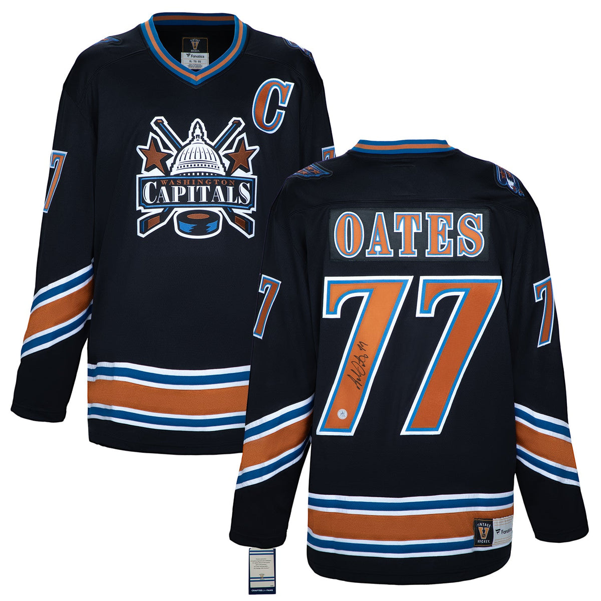 Adam Oates Signed Washington Capitals Black Fanatics Throwback Jersey product image 3, provided for visual reference and