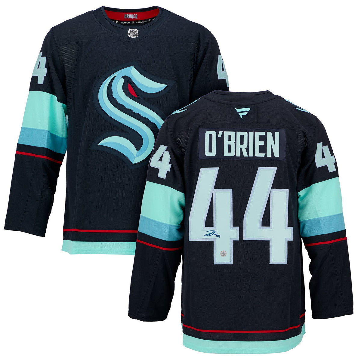 Jake O'Brien Autographed Seattle Kraken Fanatics Premium Jersey product image 3, provided for visual reference and product