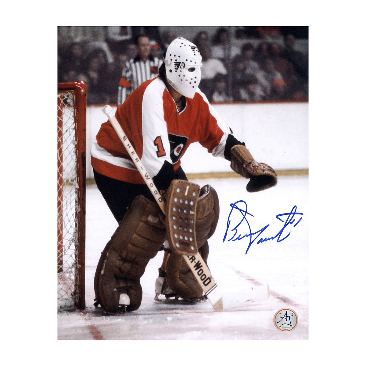 Bernie Parent Autographed Philadelphia Flyers Netminder 8x10 Photo product image 1, provided for visual reference and