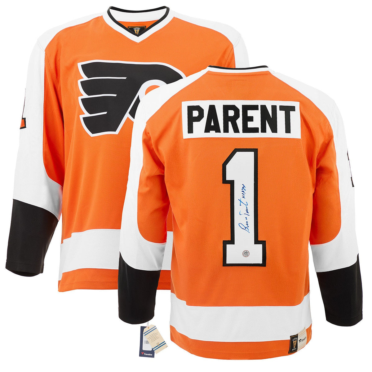 Bernie Parent Signed & Inscribed Philadelphia Flyers Fanatics Throwback Jersey product image 3, provided for visual