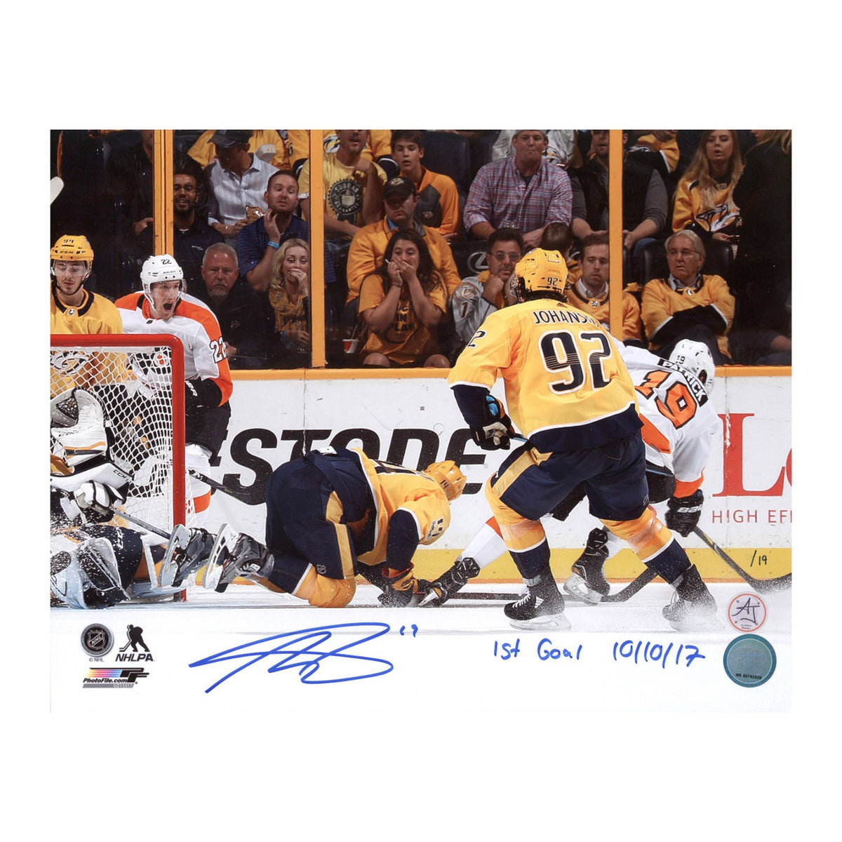 Nolan Patrick Signed Philadelphia Flyers 1st NHL Goal 11x14 Photo product image 1, provided for visual reference and product