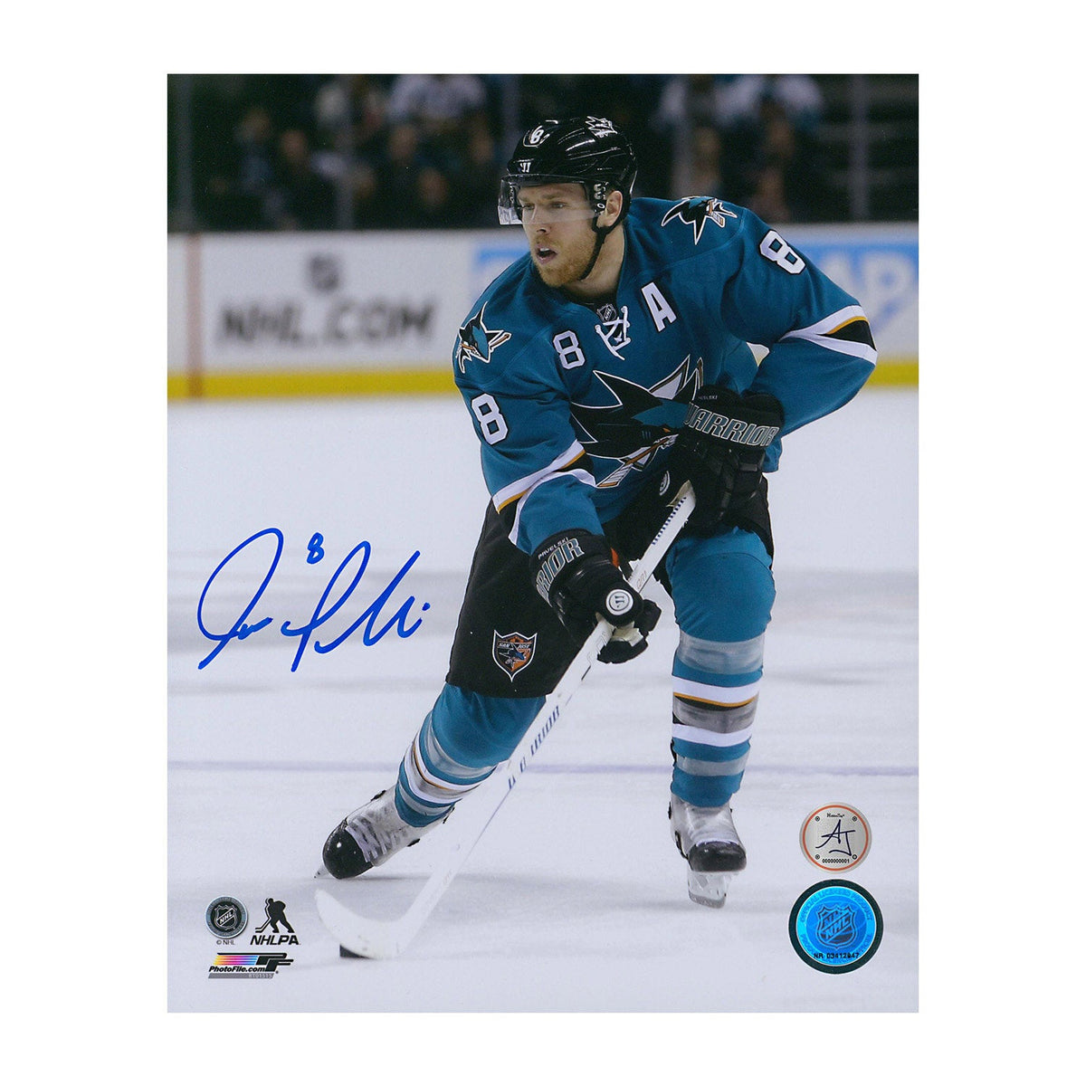 Joe Pavelski Autographed San Jose Sharks Hockey 8x10 Photo product image 1, provided for visual reference and product detail