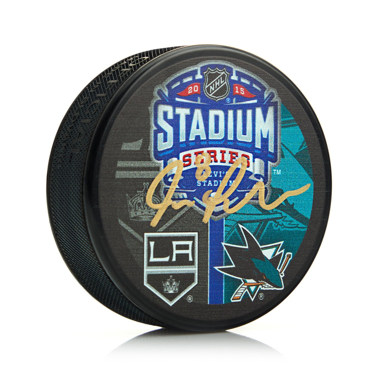 Joe Pavelski Autographed San Jose Sharks 2015 Stadium Series Hockey Puck product image 1, provided for visual reference and