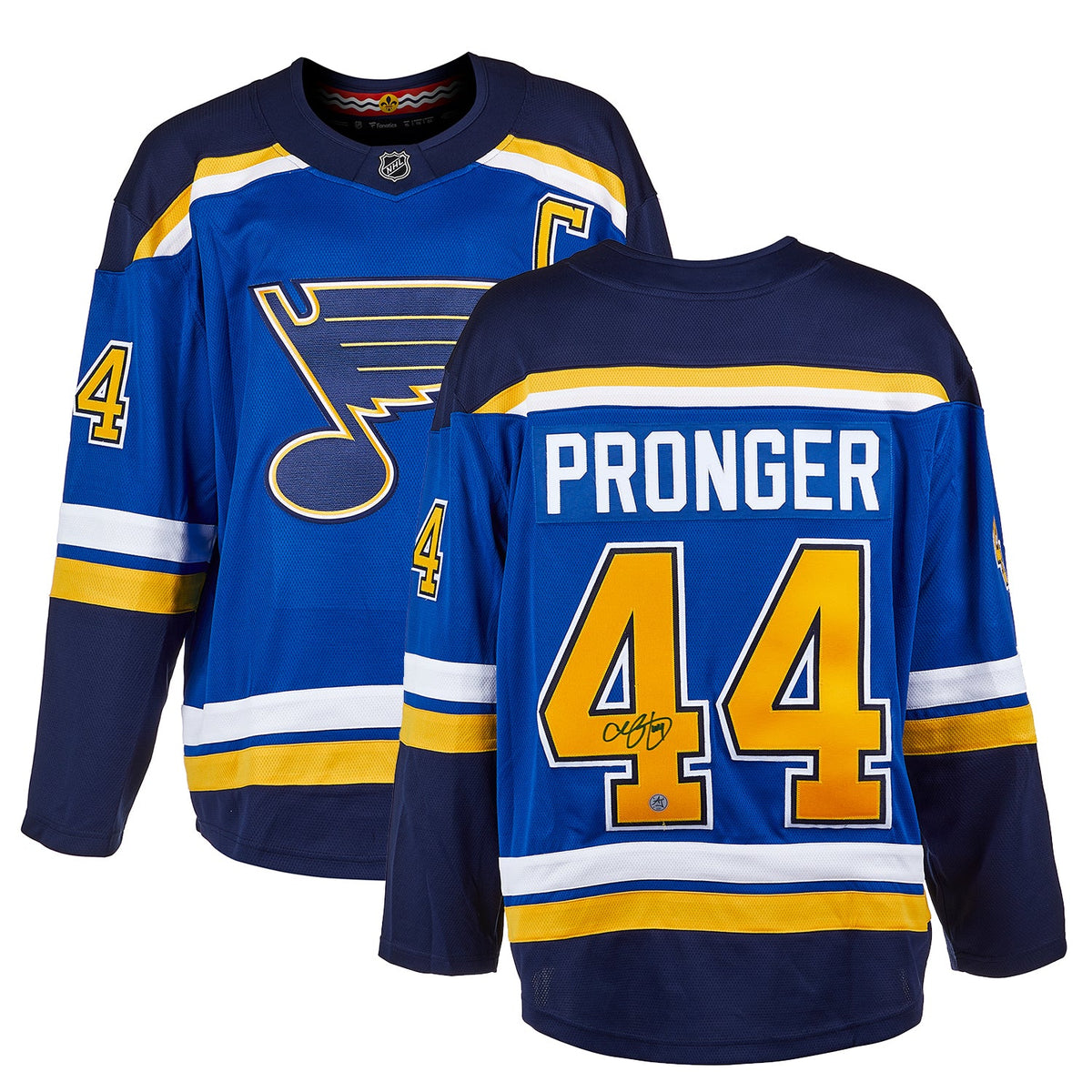 Chris Pronger Autographed St Louis Blues Fanatics Breakaway Jersey product image 3, provided for visual reference and