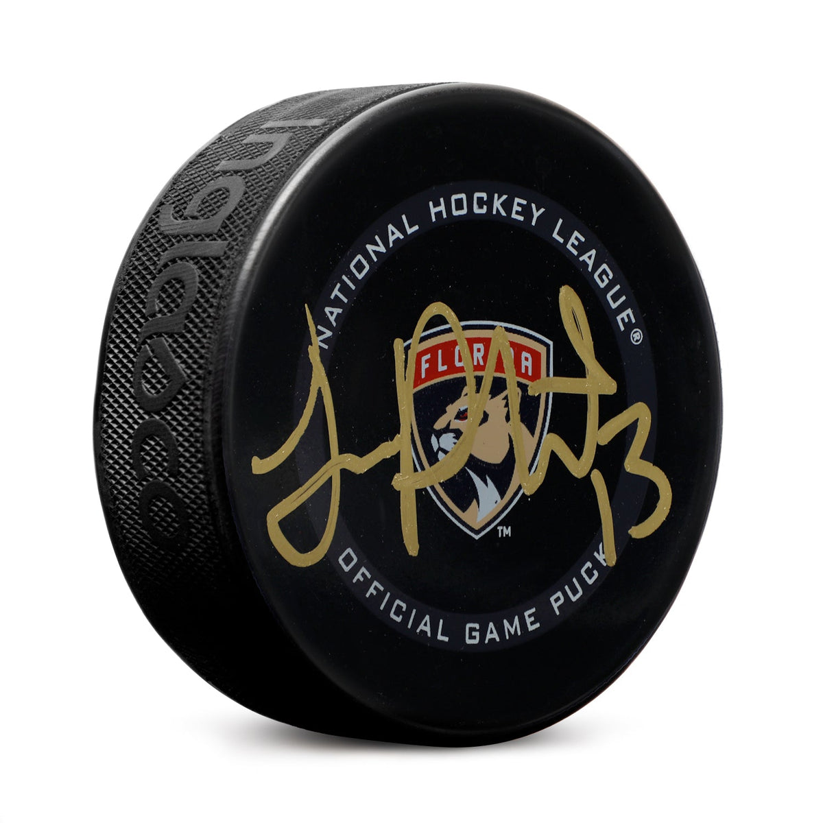 Sam Reinhart Signed Florida Panthers Official Game Puck product image 1, provided for visual reference and product detail