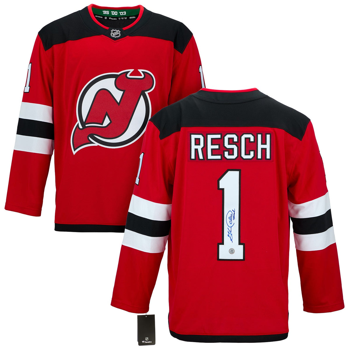 Chico Resch Signed New Jersey Devils Fanatics Breakaway Jersey product image 3, provided for visual reference and product