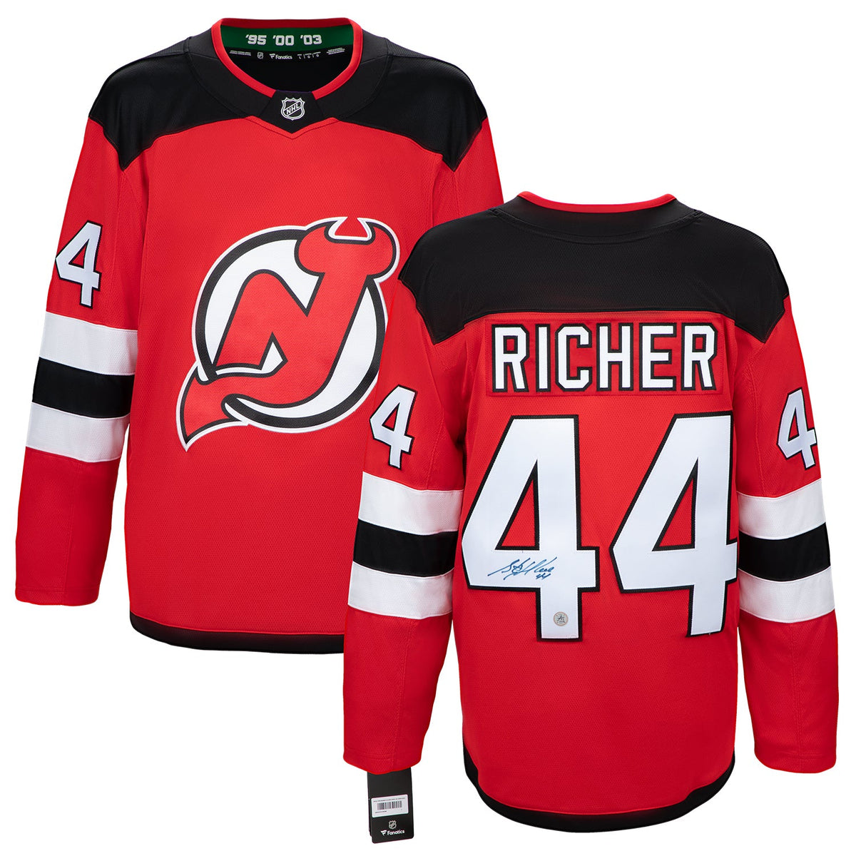 Stephane Richer Autographed New Jersey Devils Red Fanatics Breakaway Jersey product image 3, provided for visual reference