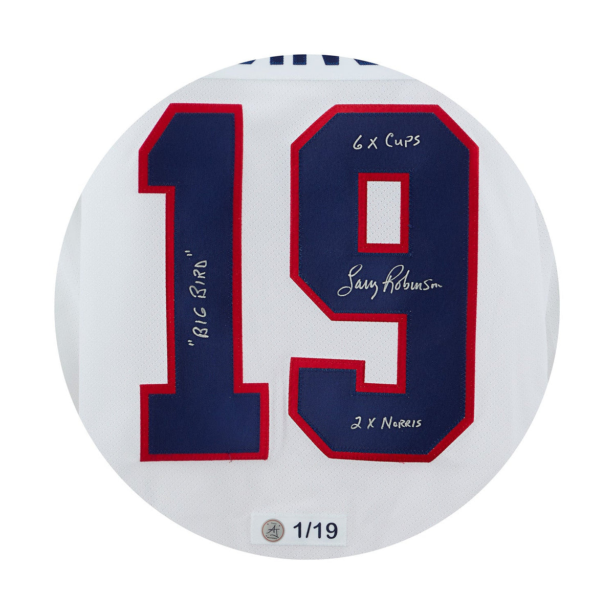 Larry Robinson Montreal Canadiens Signed & Inscribed CCM Stats Jersey #1/19 product image 3, provided for visual reference