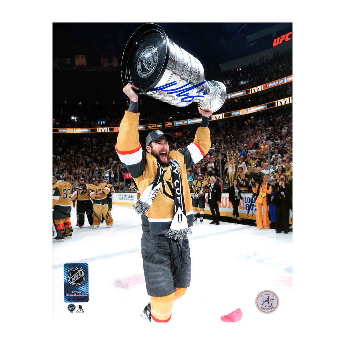 Nic Roy Autographed Vegas Golden Knights Stanley Cup 8x10 Photo product image 1, provided for visual reference and product