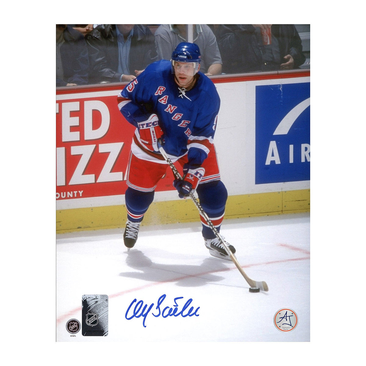 Ulf Samuelsson Autographed New York Rangers Stickhandling 8x10 Photo product image 1, provided for visual reference and