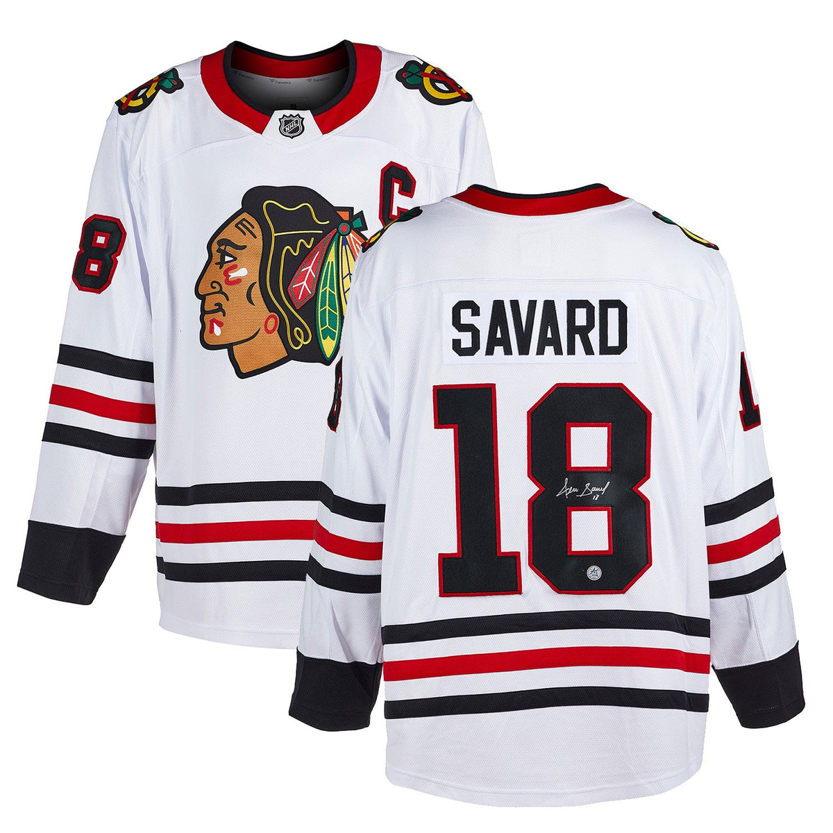 Denis Savard Signed Chicago Blackhawks White Fanatics Breakaway Jersey product image 3, provided for visual reference and