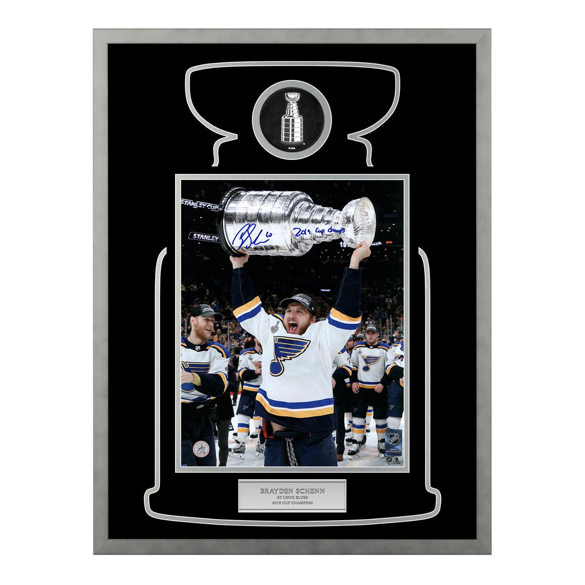Brayden Schenn Signed & Inscribed St Louis Blues Cup Champion 23x27 Frame #/24 product image 1, provided for visual